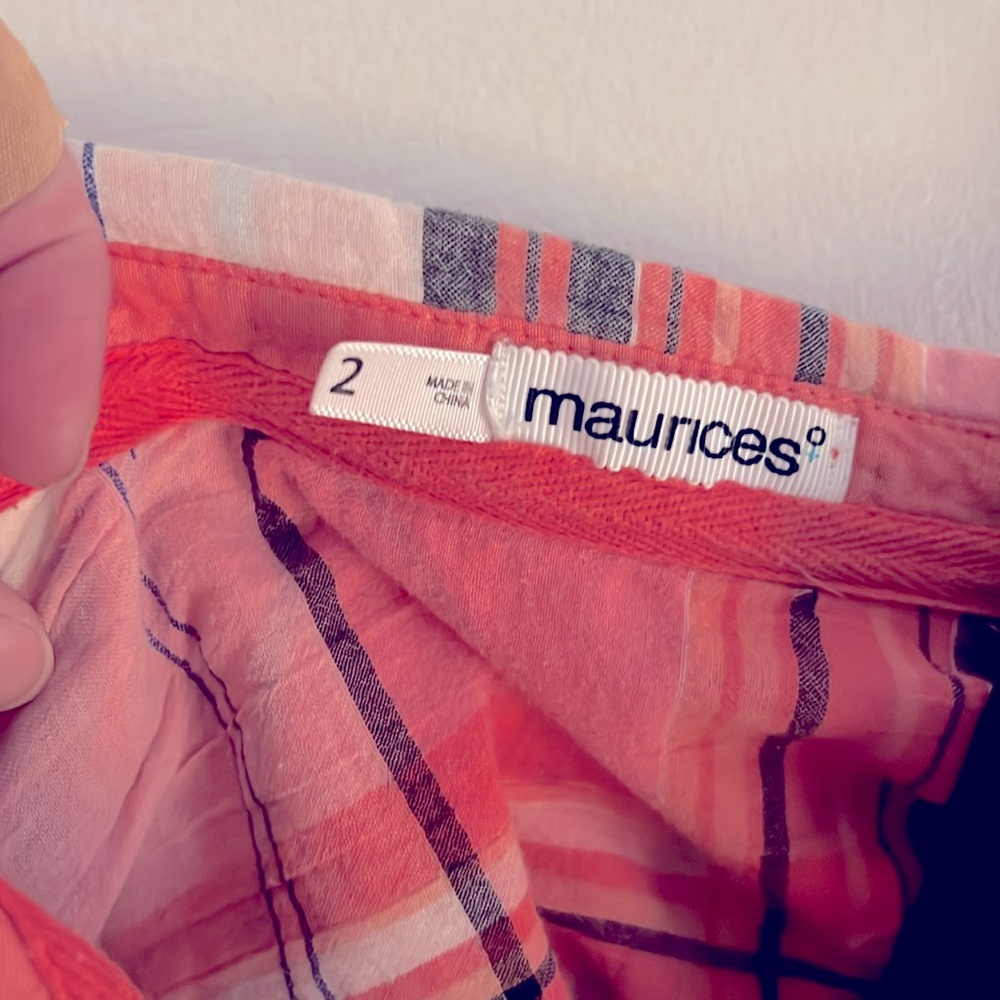 MAURICE’S 💗 PINK COTTON PLAID BUTTON DOWN LONG SLEEVE SHIRT Women’s 2 or2X - Picture 3 of 6